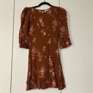 Reformation, brown floral mini dress, size 4, worn once, amazing condition